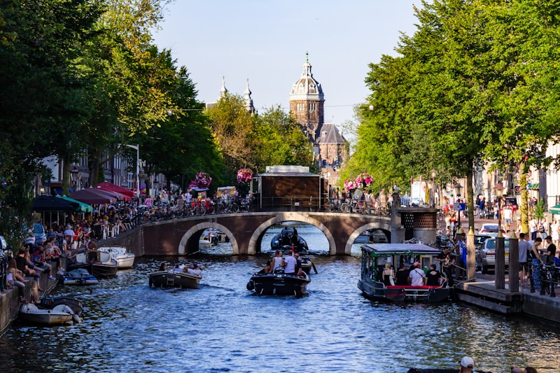 The canals of Amsterdam. Placed a meter below sea-level, Amsterdam is a city built on eleven million poles!