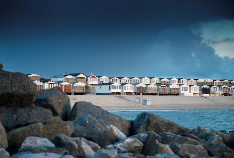 Beach houses at IJmuiderstrand, Netherlands